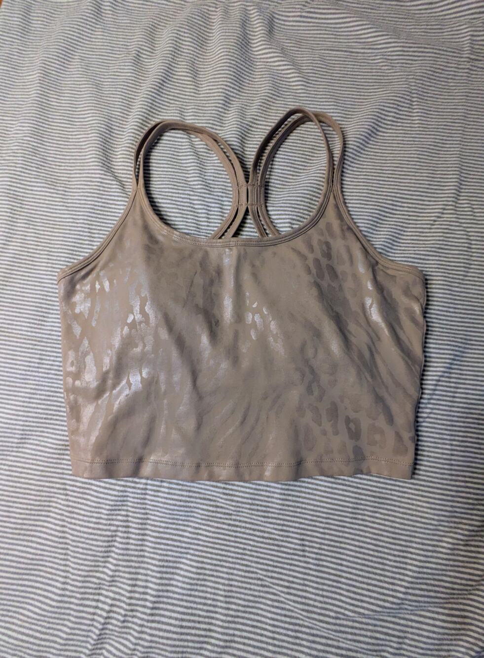 Calvin Klein Performance - Taupe Metallic Leopard Longline Sports Bra - Sz M